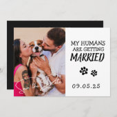 Pet Foto Modern Simple Black and White Wedding Kaart (Voorkant / Achterkant)