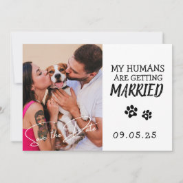 Pet Foto Modern Simple Black and White Wedding Kaart