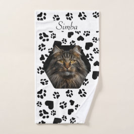  Pet Foto & Naam & Paw Print Patroon Handdoek