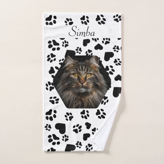  Pet Foto & Naam & Paw Print Patroon Handdoek (Handdoek)