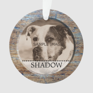 Pet Foto op persoonlijke titel Rustic Wood Kerstmi Ornament