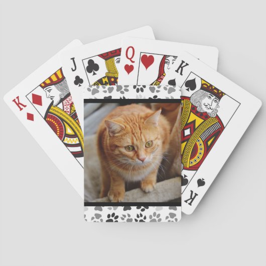 Pet Foto Paw Prints Personaliseren Kat Hond Pokerkaarten (Achterkant)