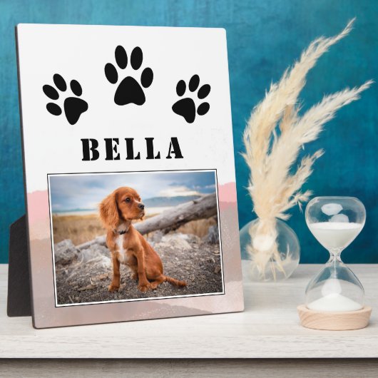 Pet foto Pet Waterverf Pauw Afdrukken Roze Fotoplaat (Zijkant)