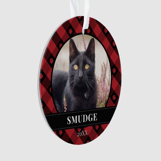 Pet foto rode spelden ornament (voorkant)