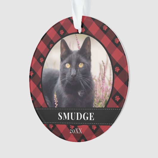 Pet foto rode spelden ornament (voorkant)