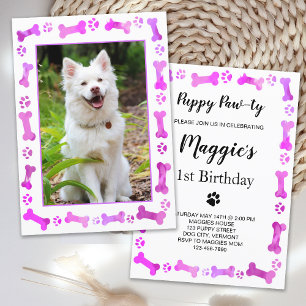 Pet foto roze schilderafdrukken Dog Birthday Kaart