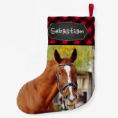 Pet Foto Rustic Red Buffalo Pset Horse Lover Kleine Kerstsok (Achterkant)