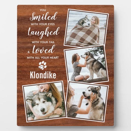 Pet Foto Rustic Wood Keepomwille Dog Memorial Fotoplaat (Voorkant)