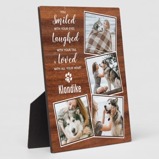 Pet Foto Rustic Wood Keepomwille Dog Memorial Fotoplaat (Zijkant)