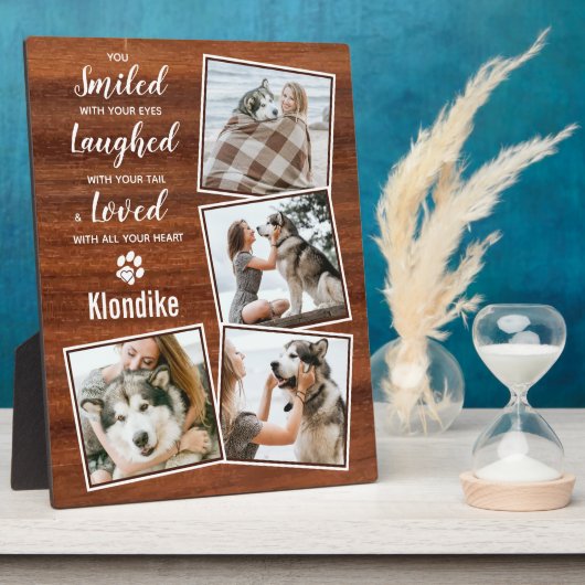 Pet Foto Rustic Wood Keepomwille Dog Memorial Fotoplaat (Zijkant)