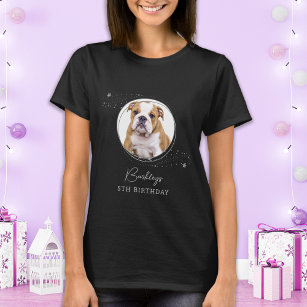 Pet Foto Silver Stars Persoonlijke Dog Birthday T-shirt