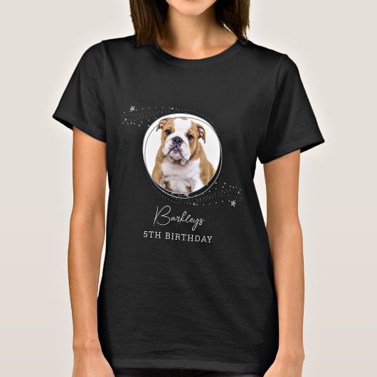 Pet Foto Silver Stars Persoonlijke Dog Birthday T-shirt