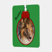 Pet Foto Sjabloon met naam Kerstlicht Metalen Ornament (Voorkant links)