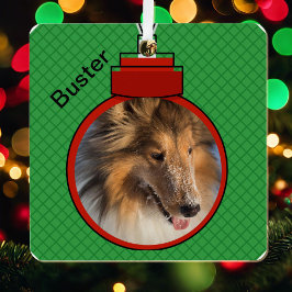 Pet Foto Sjabloon met naam Kerstlicht Metalen Ornament