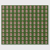 Pet Foto van Santa Hat Snowflakes Green Kerstmis Cadeaupapier (Vlak)