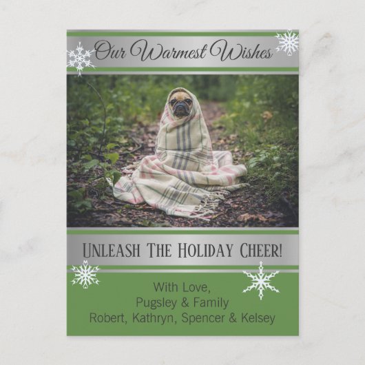 Pet Foto "Warmest Wishes"-feestdag toevoegen Briefkaart (Voorkant)