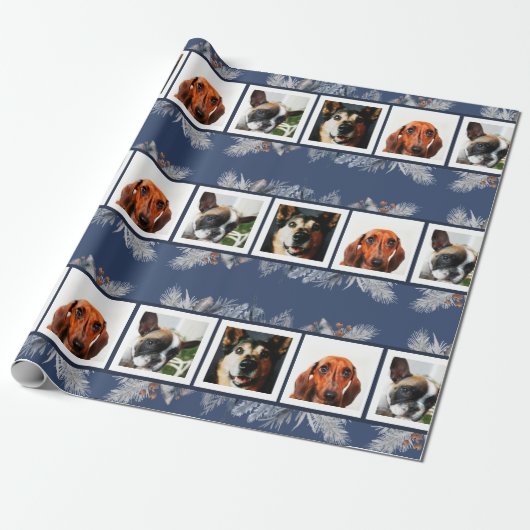 Pet Foto Waterverf Winter Thema Cadeaupapier (Uitgerold)