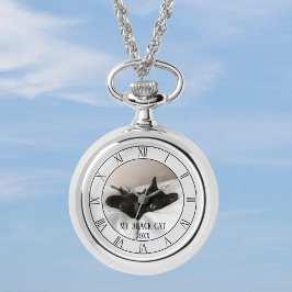 Pet Foto Zwart Kat Naam Ketting Horloge