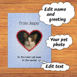 Pet-fotoaangepaste tekst blauw legpuzzel