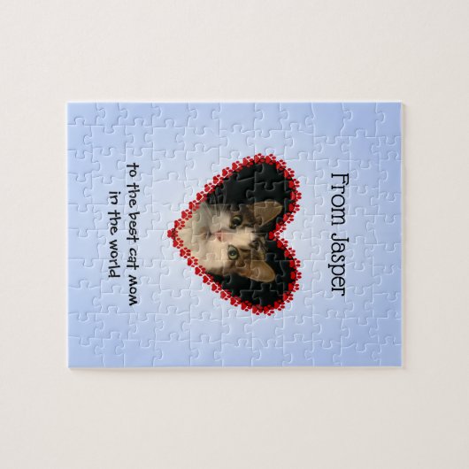 Pet-fotoaangepaste tekst blauw legpuzzel (Horizontaal)