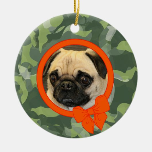 Pet-fotocamouflage met Oranje romp Keramisch Ornament (Voorkant)