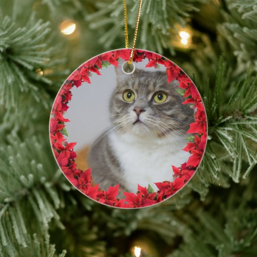 Pet-fotokerstfeest Keramisch Ornament (Boom)
