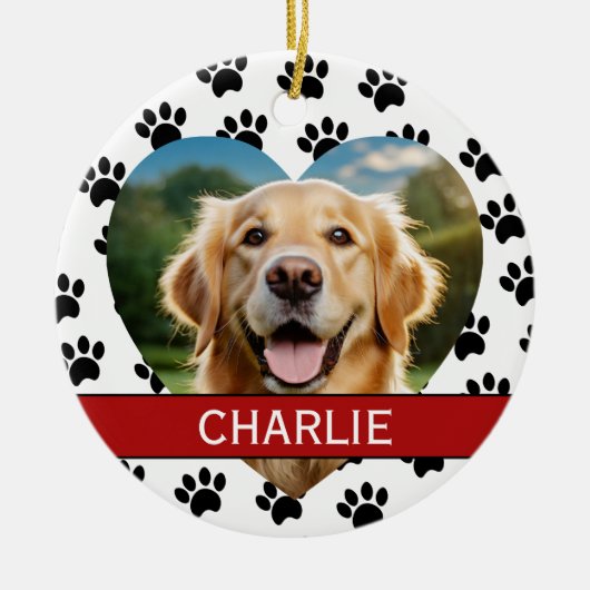 Pet-fotokerstfeest Keramisch Ornament (Voorkant)