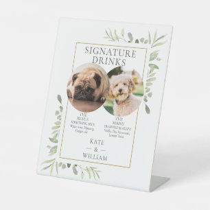 Pet Foto's Handtekening Drinken Groen Bruiloft Reclamebord Met Voetstuk