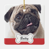 Pet Foto's op Schattige hondenbot Voeg naam toe Keramisch Ornament (Achterkant)