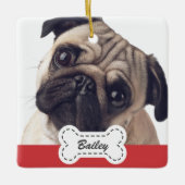 Pet Foto's op Schattige hondenbot Voeg naam toe Keramisch Ornament (Voorkant)