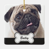 Pet Foto's op Schattige hondenbot Voeg naam toe Keramisch Ornament (Achterkant)