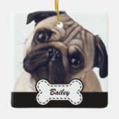 Pet Foto's op Schattige hondenbot Voeg naam toe Keramisch Ornament (Voorkant)
