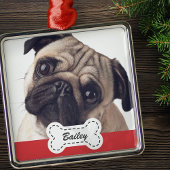 Pet Foto's op Schattige hondenbot Voeg naam toe Metalen Ornament