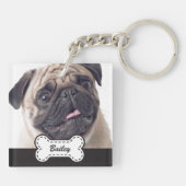 Pet Foto's op Schattige hondenbot Voeg naam toe Sleutelhanger (Achterkant)
