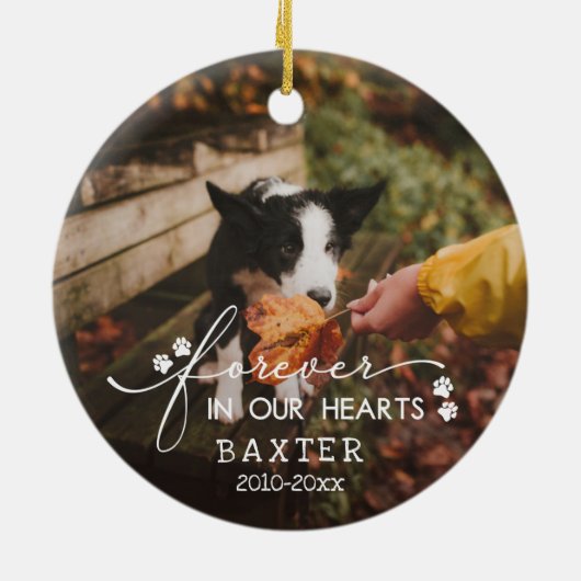 Pet-foto's verven voor altijd in ons hart keramisch ornament (Achterkant)