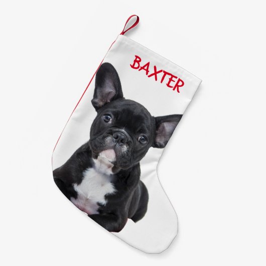 Pet French Bulldog Dog Photo Personalized Kleine Kerstsok (Voorkant (Hangend))