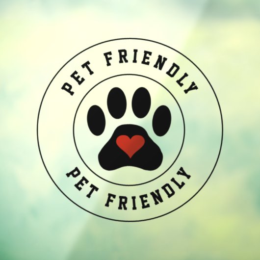 Pet Friendly Label met hardepots Window Cling Raamsticker (Vel 3)