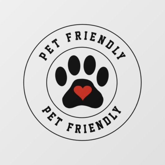 Pet Friendly Label met hardepots Window Cling Raamsticker (Vel)