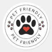 Pet Friendly Label met hartpoot (Voorkant)