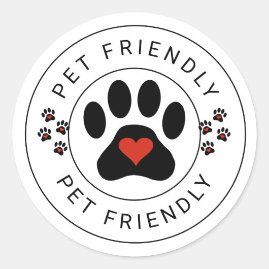Pet Friendly Label met hartpoot (Voorkant)