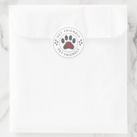 Pet Friendly Label met hartpoot (Tas)