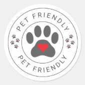 Pet Friendly Label met hartpoot (Voorkant)