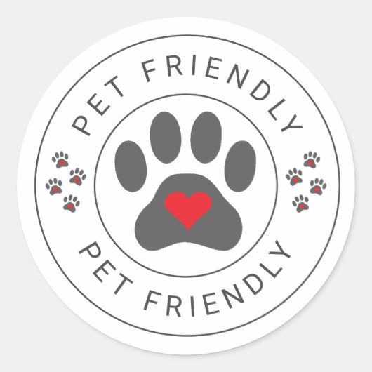 Pet Friendly Label met hartpoot (Voorkant)