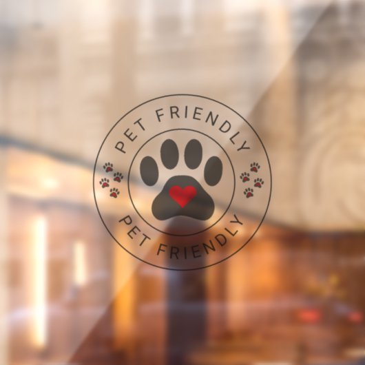 Pet Friendly Label met hartpoot Raamsticker (Vel 2)