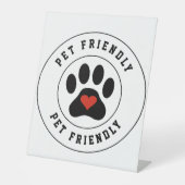 Pet Friendly Label met hartpoot Reclamebord Met Voetstuk (Voorkant)