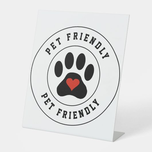 Pet Friendly Label met hartpoot Reclamebord Met Voetstuk (Voorkant)