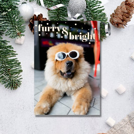 Pet Furry en Bright Gold Stippen Folie Holiday Kaa Feestdagenkaart