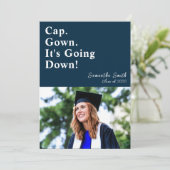 Pet gaat het blauwe moderne Afstuderen omlaag Kaart (Staand voorkant)