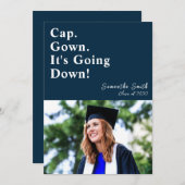 Pet gaat het blauwe moderne Afstuderen omlaag Kaart (Voorkant / Achterkant)