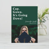 Pet gaat het groene moderne Afstuderen omlaag Aankondiging (Staand voorkant)